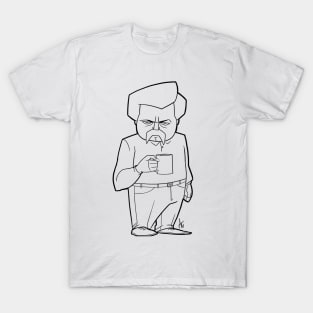 Ron Swanson Parks and Rec Outlined T-Shirt